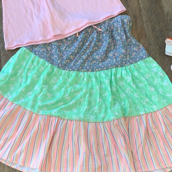 Wonder Nation NWT mixed media boho skirt/shirt/scrunchie set size XL 14-16 Plus - Picture 4 of 6
